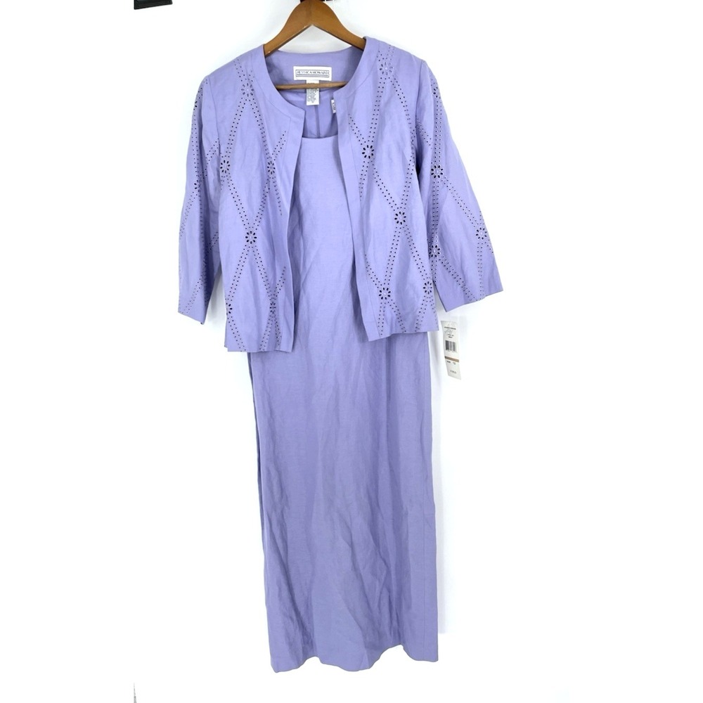 New with Tags Jessica Howard Size‎ 12 Dress Jacket Set Linen Blend Lilac